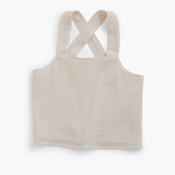 Laude the Label x Madewell Cross Back Minimalist Tank Top Ivory Cream Small - Picture 3 of 11